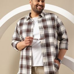 Sztori Plus Size Premium Checked Pure Cotton Casual Shirt-image-69