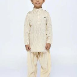 Kids Island Boys Tan Sequence Full Sleeves Kurta Set-image-24