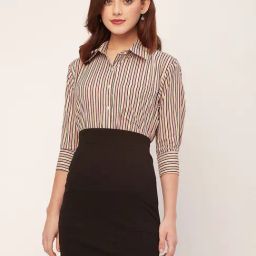 Moomaya Multicolor Cotton Striped Shirt-image-71