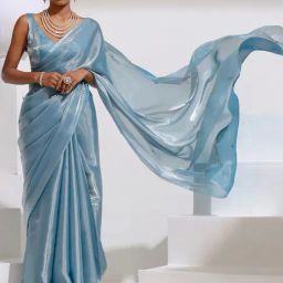 Swtantra Sky Blue Embellished Saree With Unstitched Blouse-picture-13