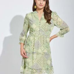 Latin Quarters Green Regular Fit Printed Dress-picture-16