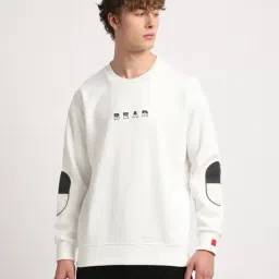 The Bear House White Regular Fit Logo Printed Sweatshirt-image-66
