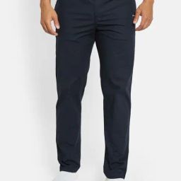 Octave Navy Cotton Regular Fit Trackpants-picture-13