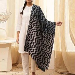 Biba Navy & Grey Printed Dupatta-picture-10