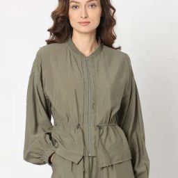 Vero Moda Sage Green Relaxed Fit Bomber Jacket-image-43