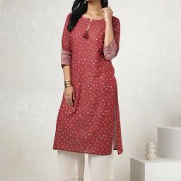 Soch Maroon Cotton Regular Fit Printed Kurtas-image-7