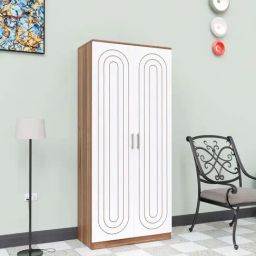 SPYDER CRAFT Onix Engineered Wood Double Door Wardrobe (Brown & White) image 2