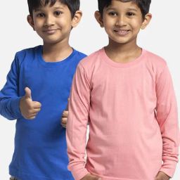 Friskers Kids Blue & Onion Pink Cotton Full Sleeves T-Shirt (Pack of 2)-image-80