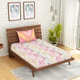 Spaces ATRIUM ECOM Multicolor Cotton 144 TC Single Bedsheet with 1 Pillow Cover-image-60