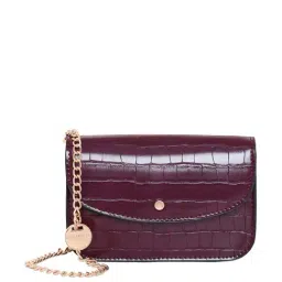 Accessorize London Maroon Textured Small Sling Handbag-image-96