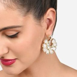Zaveri Pearls Gold Tone Peacock Inspired Dazzling Austrian Diamond Stud Earrings-ZPFK15888-31