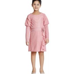 Peppermint Kids Pink Applique Full Sleeves Dress-image-43