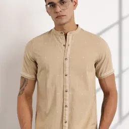 Thomas Scott Beige Cotton Slim Fit Printed Shirt-picture-45