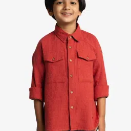 Ed-A-Mamma Boys Rust Cotton  Shirt-image-53
