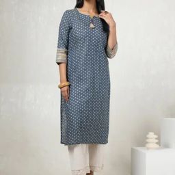 Soch Blue Cotton Regular Fit Printed Kurtas-picture-46