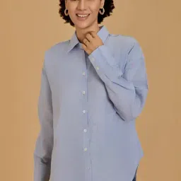 Urban Sundari Blue Cotton Casual Fit Shirt-picture-6