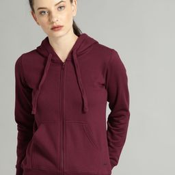Roadster Women Burgundy Solid Hooded Sweatshirt-picture-42