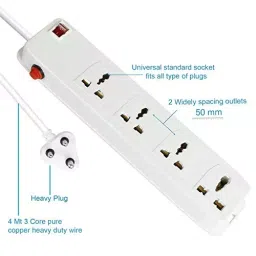 FEDUS 4+1 Extension Boards with Switch White with 4 m Wire image 4