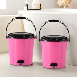 Kuber Industries Pack of 2 Pink & Black  Pedal Dustbin- 7 LTR-17