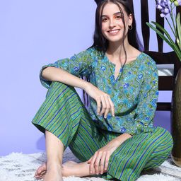 ETC Floral Printed Pure Cotton Night Suit-picture-17