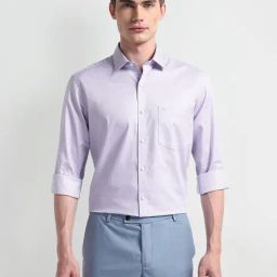 Arrow Purple Cotton Regular fit Checks Shirt-image-77