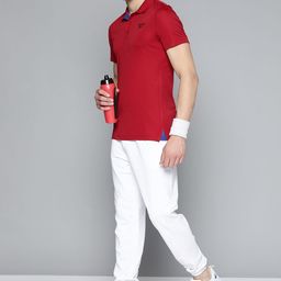 Reebok Men Red Brand Logo Printed Polo Collar Speedwick T-shirt-image-46