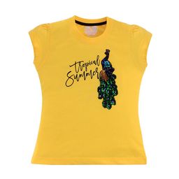 FEMEA Girls Yellow & Black Printed Pure Cotton Top-image-95