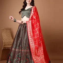 SWAMI STUDIO Ready to Wear Lehenga & Unstitched Blouse With Dupatta image 4