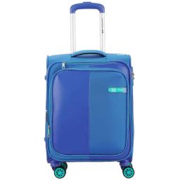VIP Lucern Str Exp Blue Color Block Soft Cabin Trolley Bag - 37.5 cm-0