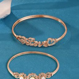 Zaveri Pearls Set of 2 Rose Gold Cubic Zirconia Brass Kada Style Bracelets - ZPFK13464-38