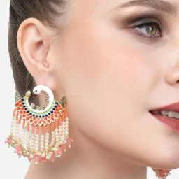 Zaveri Pearls Multicolor Meenakari Peacock Inspired Beaded Strings Drop Earring-ZPFK14696-1
