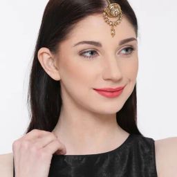 Zaveri Pearls Antique Gold Tone Traditional Borla Style Maang Tikka-ZPFK5623-image-38