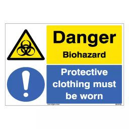SUNSIGNS  Danger Biohazard, Protective Clothing Must Be Worn Signages Size 600x450 mm HP Print + Vinyl, SN0163-picture-34