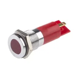 RS PRO Red Panel Mount Indicator 6-36V DC, Mounting Hole Size 14 mm, Termination Type Solder Tab, IP Rating IP67, Model No 7039030-21