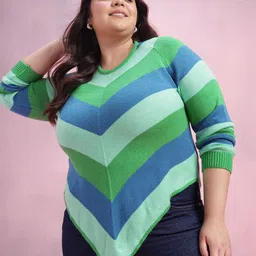 DressBerry Curve Chevron Striped Pullover-picture-3