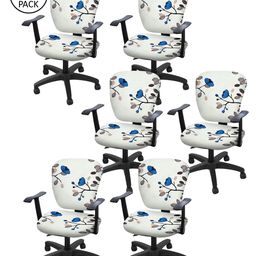 Cortina Set Of 6 White & Blue Floral Print Chair Covers-7