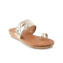 Metro Women Gold-Toned & Tan Wedge Sandals-54