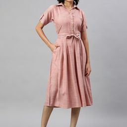 Cottinfab Pink Shirt Midi Dress-image-23