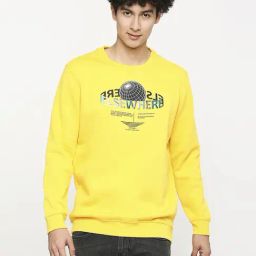 Spykar Yellow Slim Fit Round Neck Printed Sweatshirt-picture-21