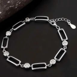 GIVA 92.5 Sterling Silver Rectangular Bracelet for Women-image-15