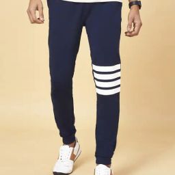 Ajile by Pantaloons Navy Cotton Slim Fit Striped Joggers-image-70