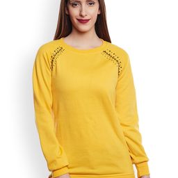 Belle Fille Women Yellow Solid Sweatshirt-image-32