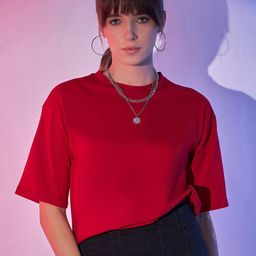 BUY NEW TREND Women Solid Round Neck Cotton Relaxed Fit T-shirt-picture-18