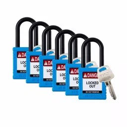 BRADY Nylon 6.35 mm (1/4 inch) Padlock, 793EE1 (Blue) (Pack of 6)-39