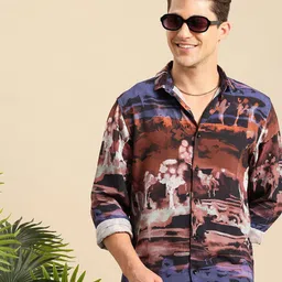 Mast & Harbour Graphic Printed Drop-Shoulder Sleeves Relaxed Fit Casual Shirt-picture-26