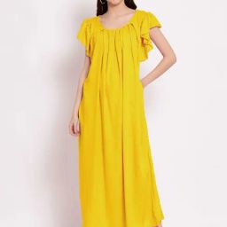 PATRORNA Mustard Regular Fit Nighty-image-96