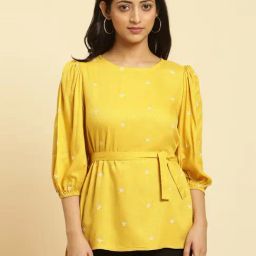 W Yellow Embroidered Top-image-65