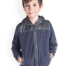 Cherry Crumble Boys Grey & Blue Solid Bomber Jacket-image-23