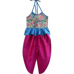 A.T.U.N. Girls Turquoise Blue & Fuchsia Halter Top With Dhoti-image-85