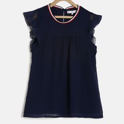 Tommy Hilfiger Girls Navy Blue Solid A-Line Top-image-50